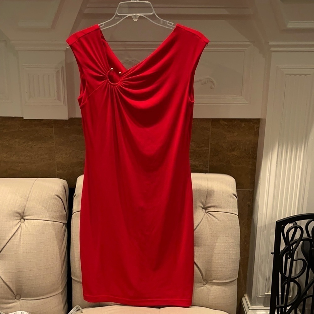 𝅺calvin Klein Red Asymmetrical Dress